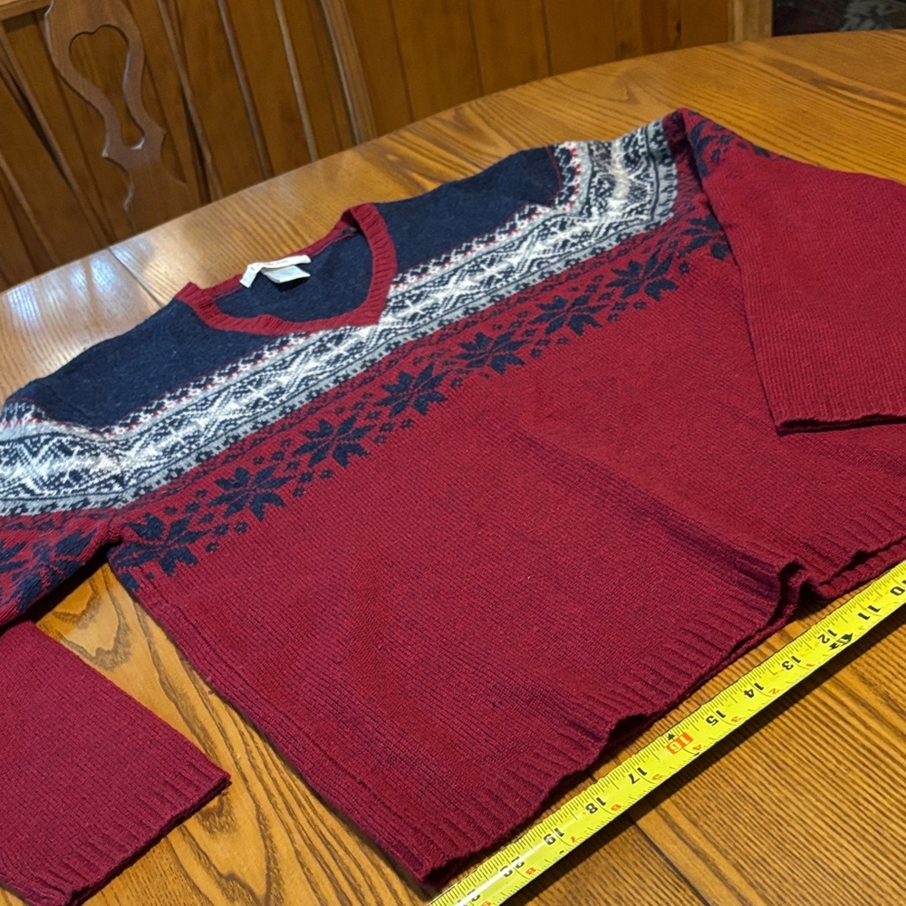 Stylish Red and Black V-Neck Sweater
